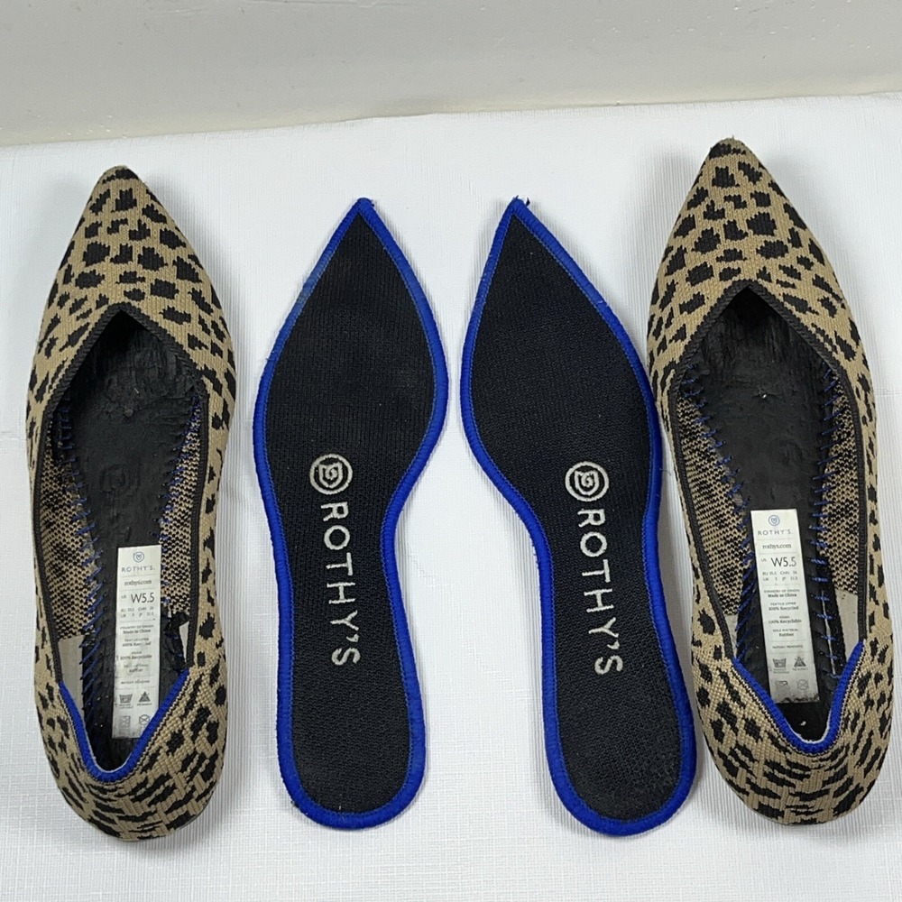 Rothys Women's The Point Leopard Print Retired Ballet Flats Comfort Shoes Sz 5.5 - Picture 14 of 15
